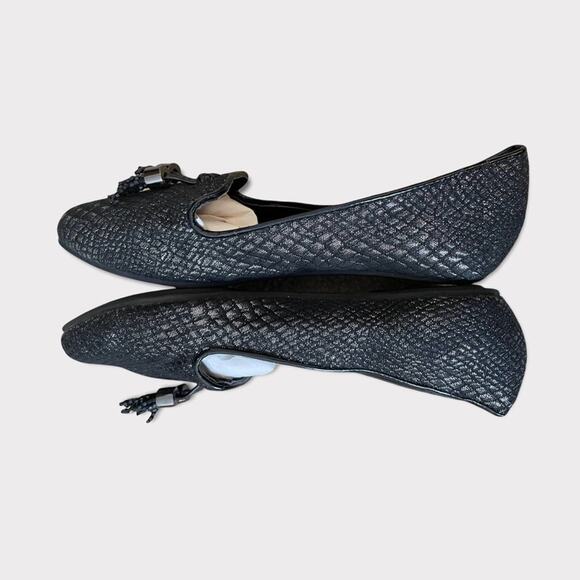 Dana Buchman Sequin/Silver Black Tassel Slip On Flats Shoes Size 5.5 - Picture 5 of 12